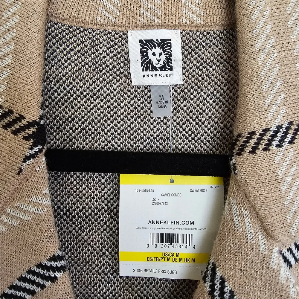 Anne Klein Beige Plaid Jacket Cardigan Size M - Picture 3 of 4